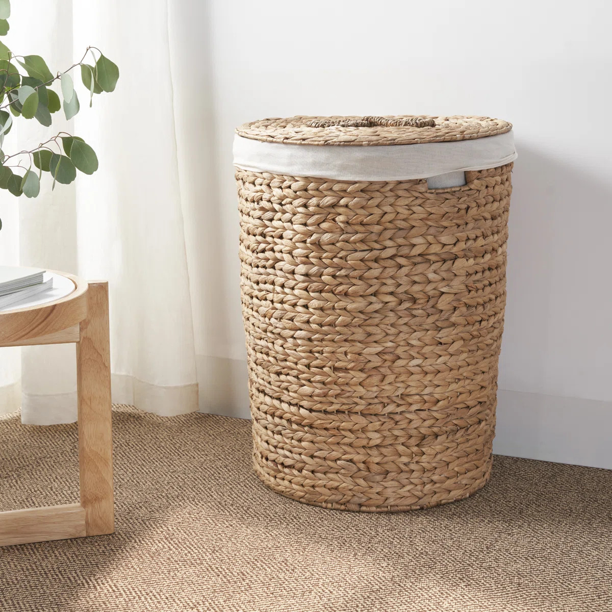Ludmilla Round Tall Water Hyacinth Woven Wicker Laundry Hamper | Wayfair North America