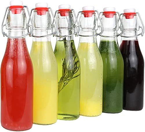 Amazon.com: Swing Top Glass Bottles with Caps Airtight Lid & Leak Proof Stopper – Clear [8.5 fl... | Amazon (US)