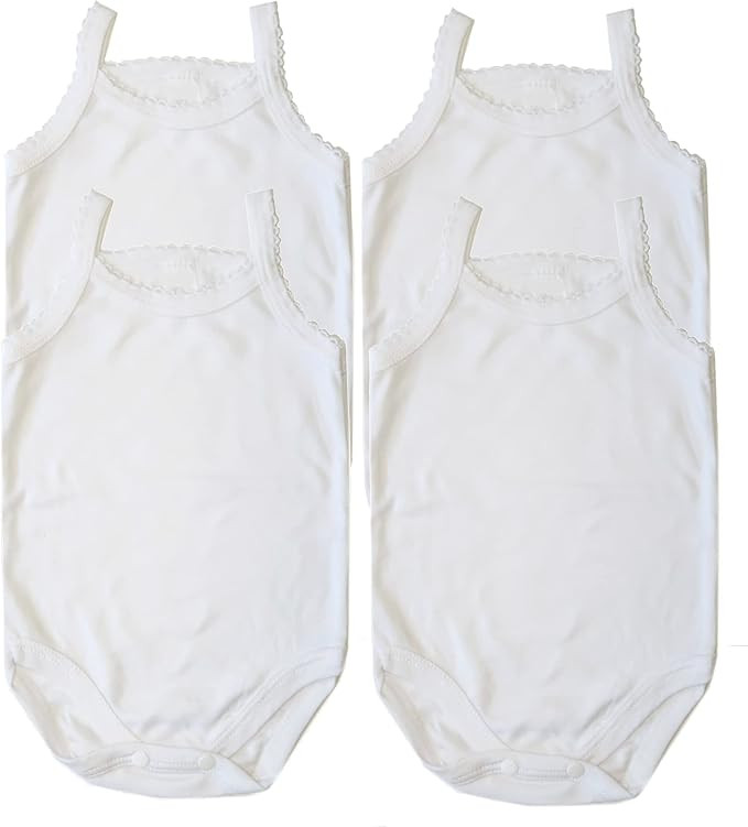B-One Kids Baby Girls' Camisole Bodysuit 100% Cotton Super Soft 4-Pack | Amazon (US)