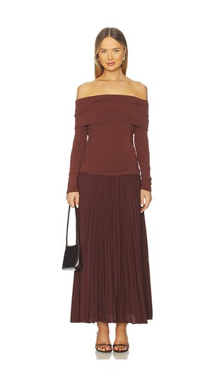 Tanaia Mixed Media Dress in Brown | Revolve Clothing (Global)