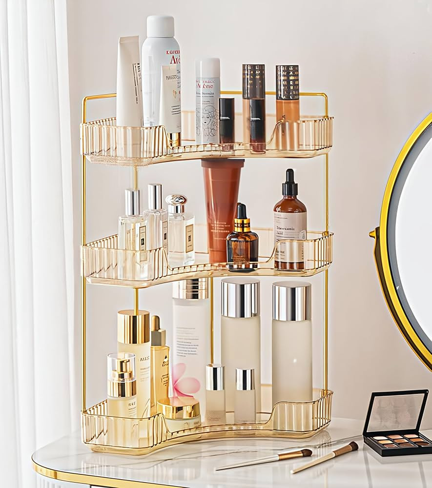 Corner Bathroom Counter Organizer Bathroom Countertop Shelf Makeup Organizer for Vanity Perfume T... | Amazon (US)