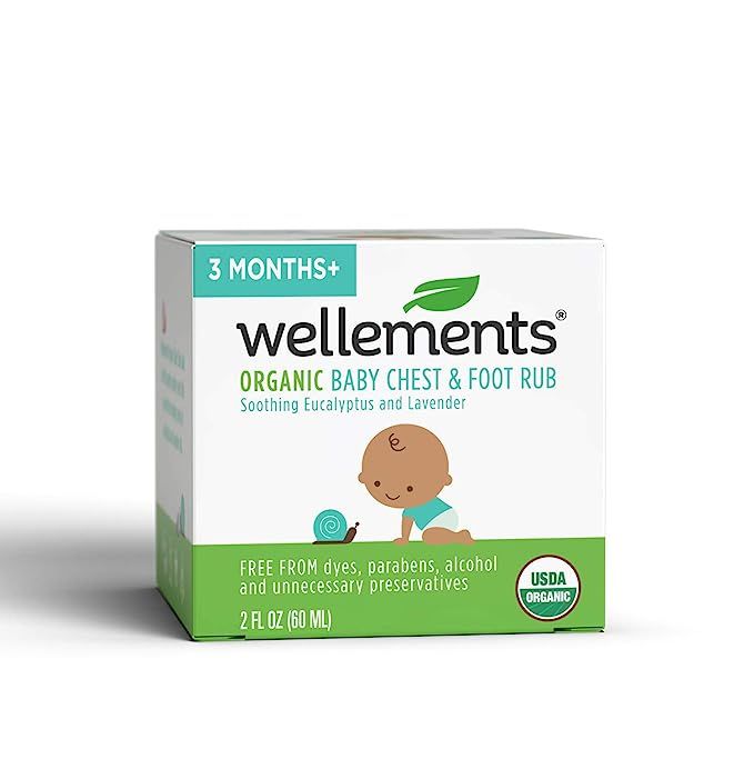 Wellements Organic Baby Chest & Foot Rub, 2 Fl Oz, Eucalyptus and Lavender, Free from Dyes, Parab... | Amazon (US)