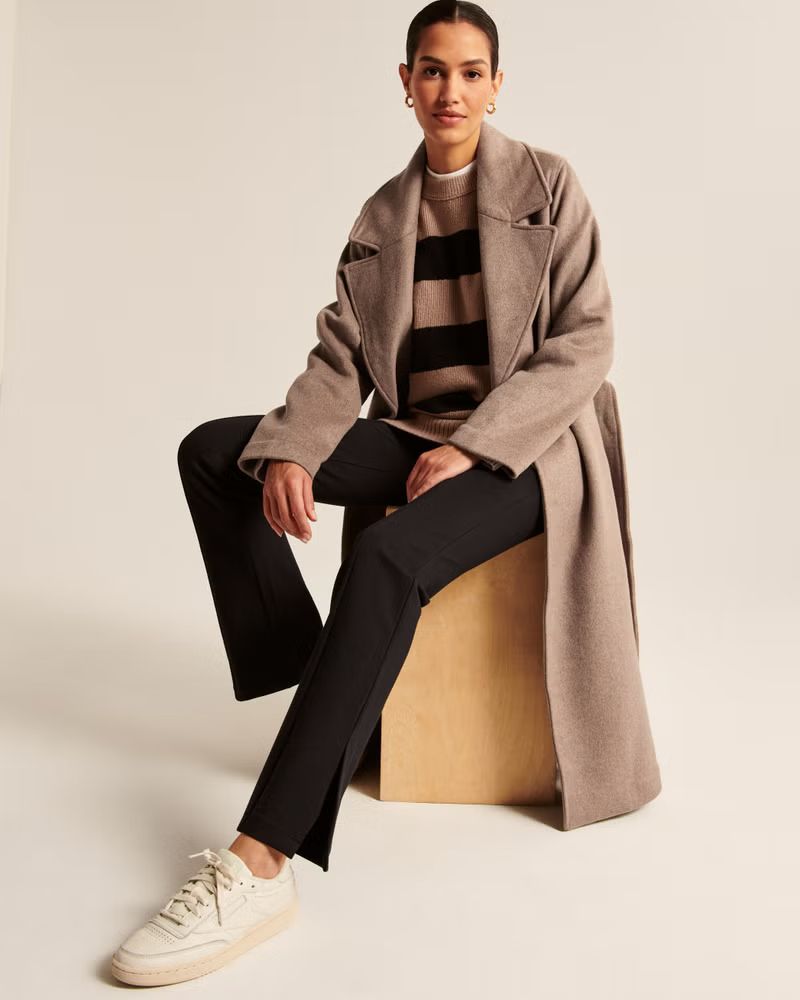 Women's Wool-Blend Lightweight Belted Blanket Coat | Women's | Abercrombie.com | Abercrombie & Fitch (US)