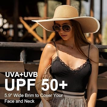 DRESHOW Beach Hats for Women Big Straw Wide Brim Summer Hat Floppy Foldable Roll up Cap Sun Hat U... | Amazon (US)