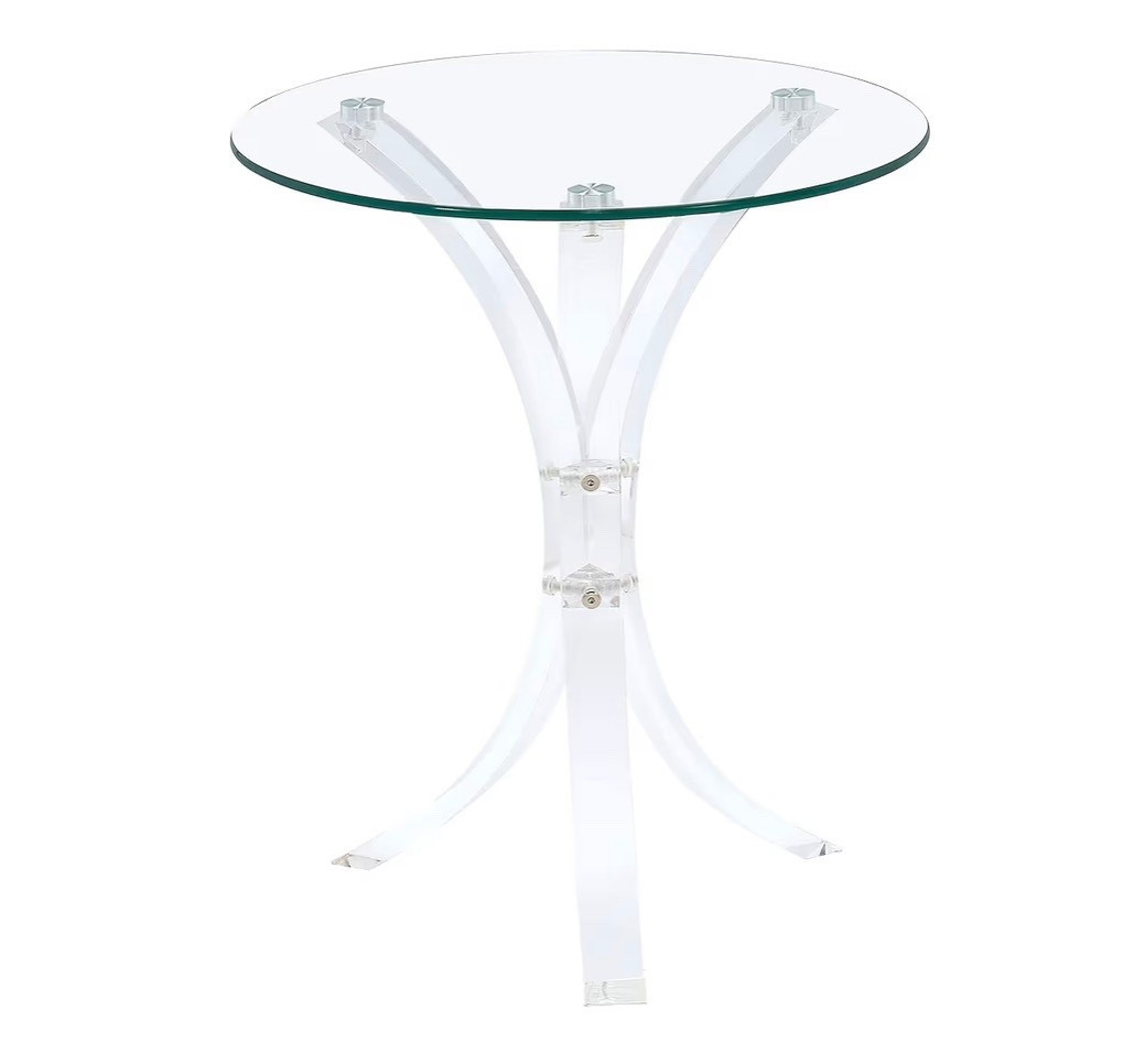 Glass and Acrylic - 18-Inch Round Tempered Glass Top Side Table with Space-Saving Design and Unique Base - Living Room, Clear

#LTKHome #LTKSaleAlert #LTKSeasonal