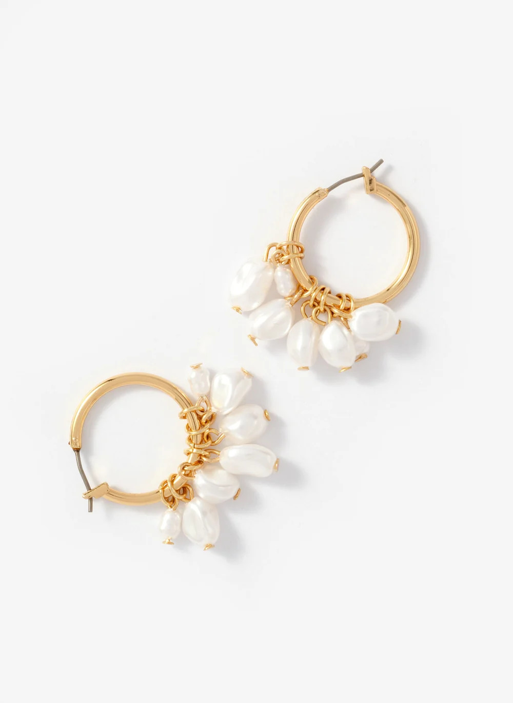 Gold Tone Hoop Mini Pearl Earrings | Mint Velvet - UK