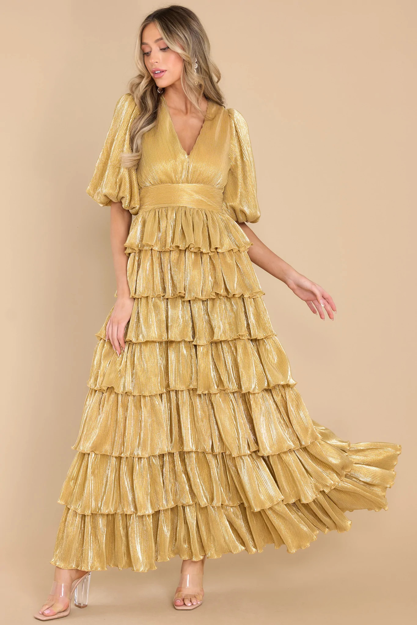 Love That Lasts Gold Maxi Dress | Red Dress 