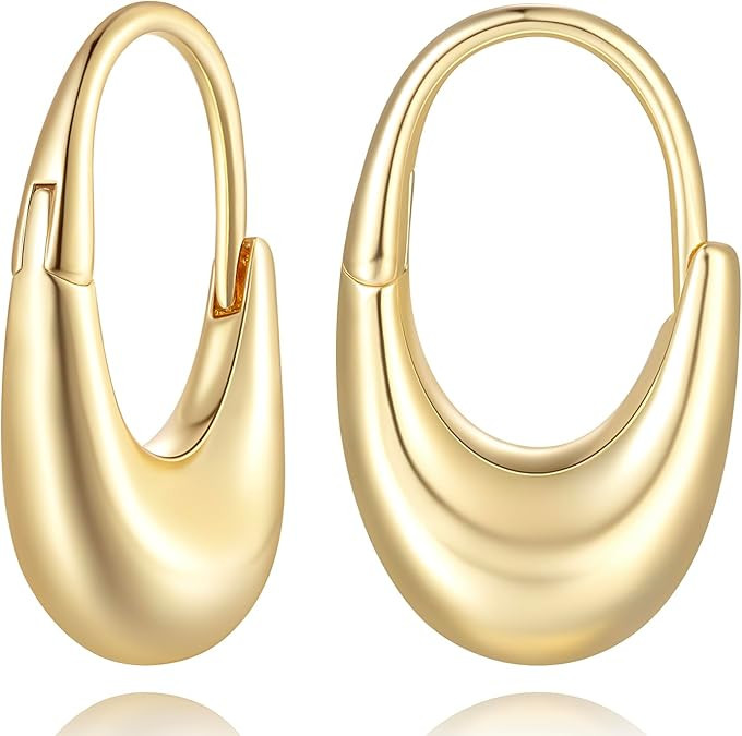 14K Gold Hoop Earrings for Women Gold Earrings for Women Small Hoop Earring for Womens Hoops Tren... | Amazon (US)
