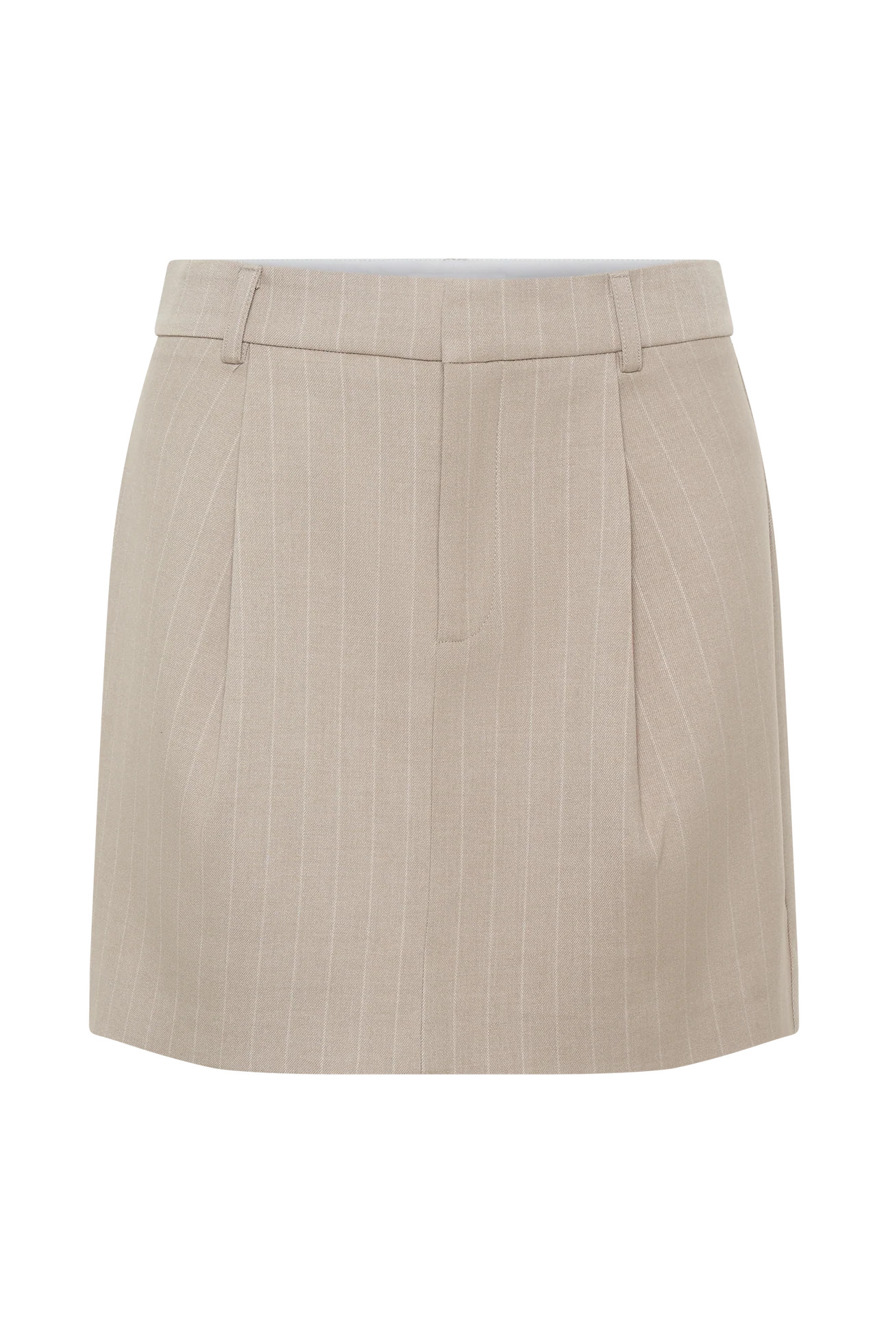Tracey Suiting Mini Skirt - Taupe Pinstripe | MESHKI US