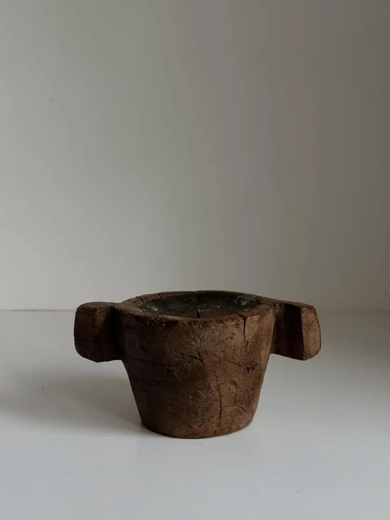 Antique Indian Wood Votive Candle Holder, Rustic Farmhouse Pillar Wabi Sabi Candlestick, Rustic F... | Etsy (US)