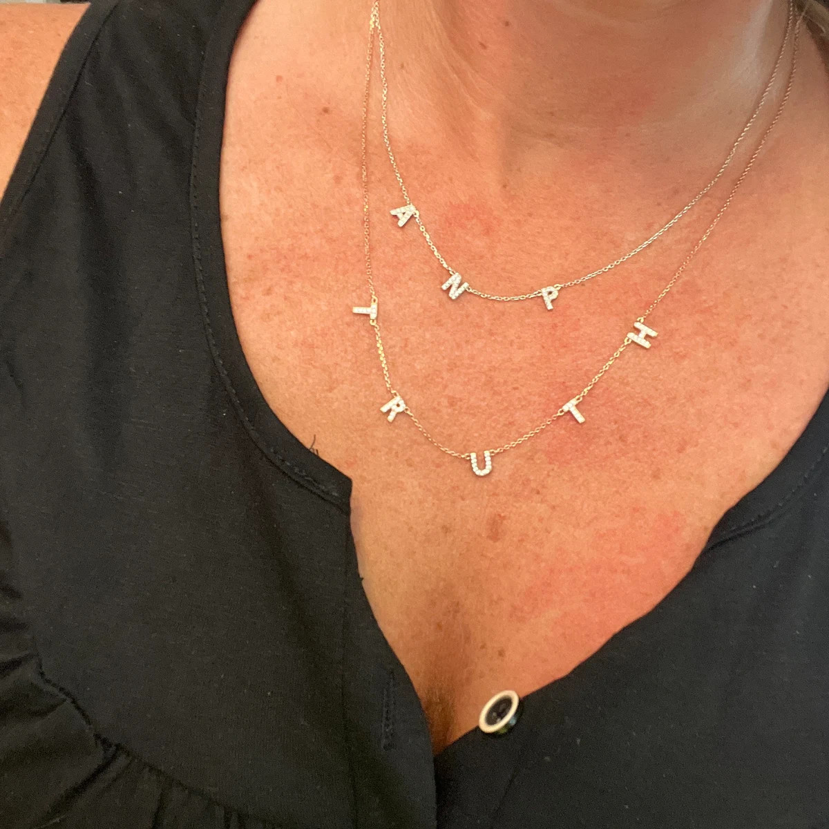 Pav\u00e9 Spaced Letters Necklace - Custom Name Jewelry - Unique Gift for Her | Grace Personalize... | Etsy (Global)