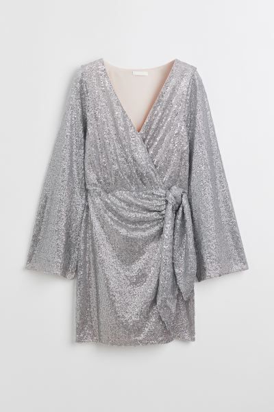 Sequined Dress - Silver-colored/sequins - Ladies | H&M US | H&M (US + CA)