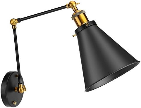 Wall Lamp, Black 40-60W Copper+Iron Adjustable Vintage Industrial Loft Swing Arm Ambient Lighting... | Amazon (US)