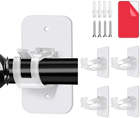 4PCS Transparent Curtain Rod Bracket No Drilling, Adhesive Curtain Rod Holder Hooks, 3M Curtain Rod  | Amazon (US)