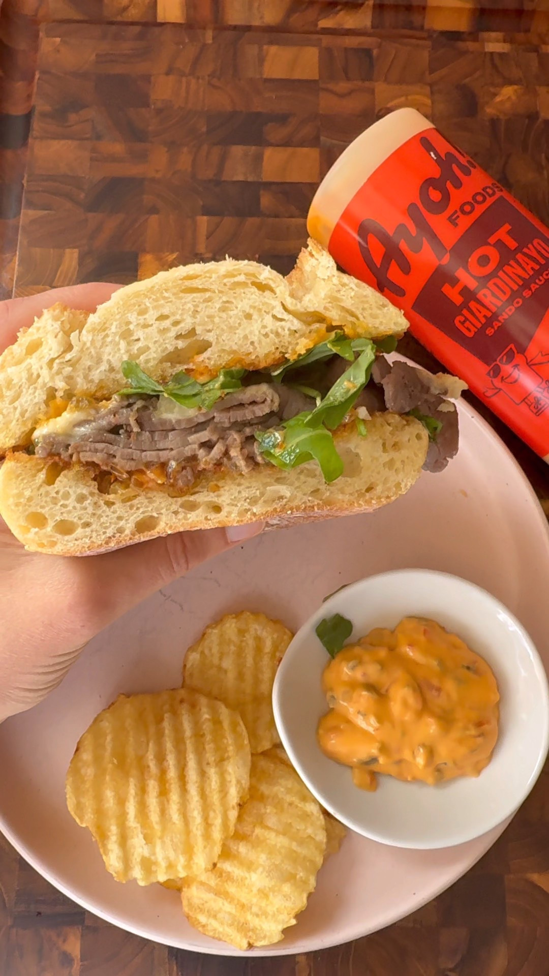 The dreamiest sandwich with so many bold flavors! Roast beef + fontina + giardiniera + caramelized onions + arugula + a thick smear or giardinayo on a toasted semolina roll. Sooo good you have to try it! And if you haven’t tried Ayoh’s sauces before I promise they’re worth the hype!!

#LTKFindsUnder50 #LTKHome #LTKCon