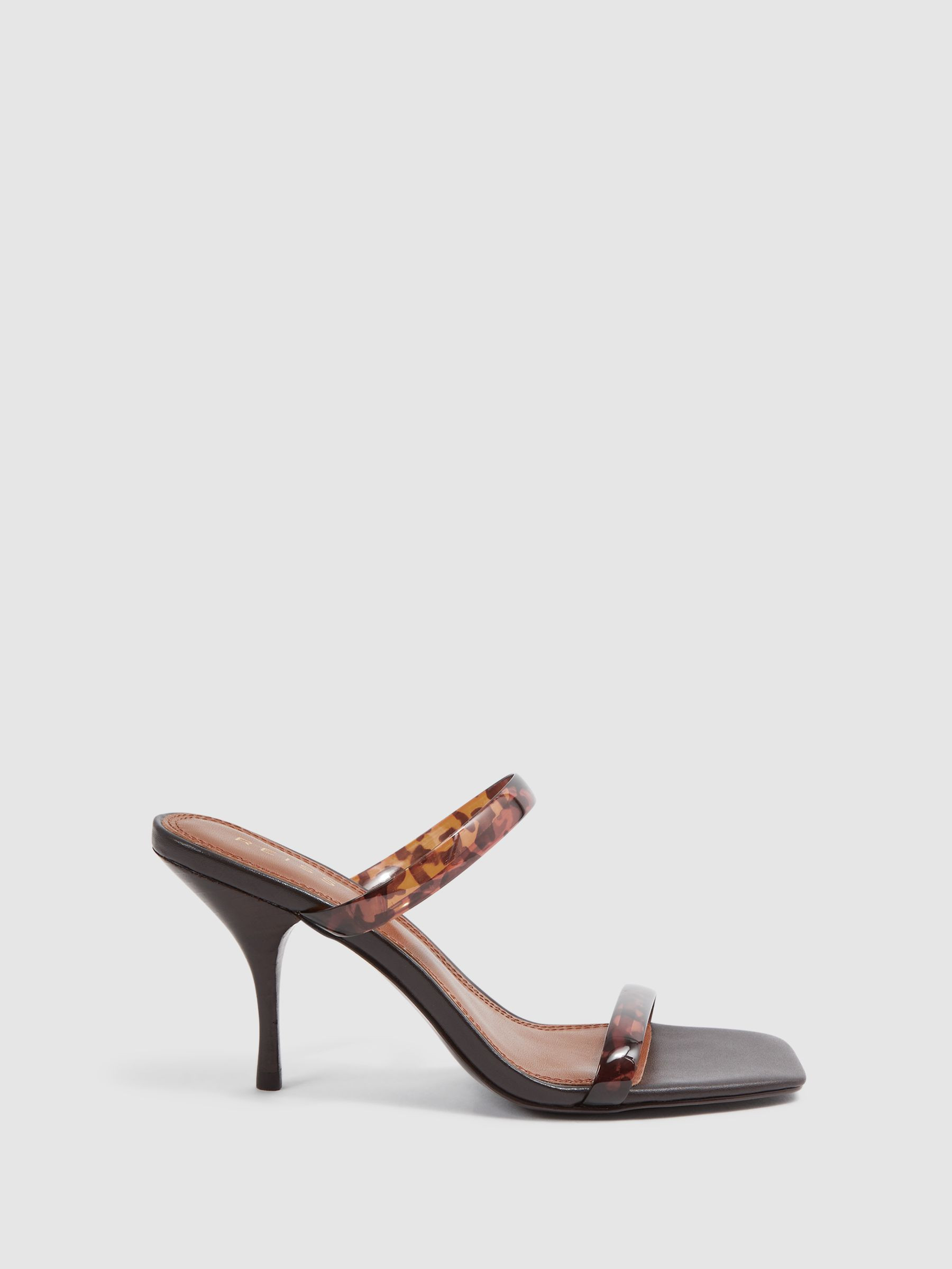 Tortoiseshell Double Strap Heels in Tortoise | Reiss UK