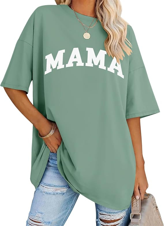 LOMON Oversized T Shirts for Women Short Sleeve Crewneck Summer Tops Loose Casual Mama Shirts Bas... | Amazon (US)