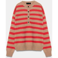Zara - Striped Wool And Cashmere Sweater - Taupe Brown - L - Woman | Zara US