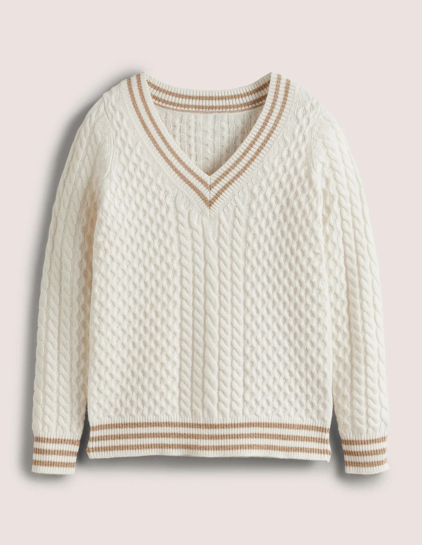 Cable Knit V-neck Sweater | Boden (US)