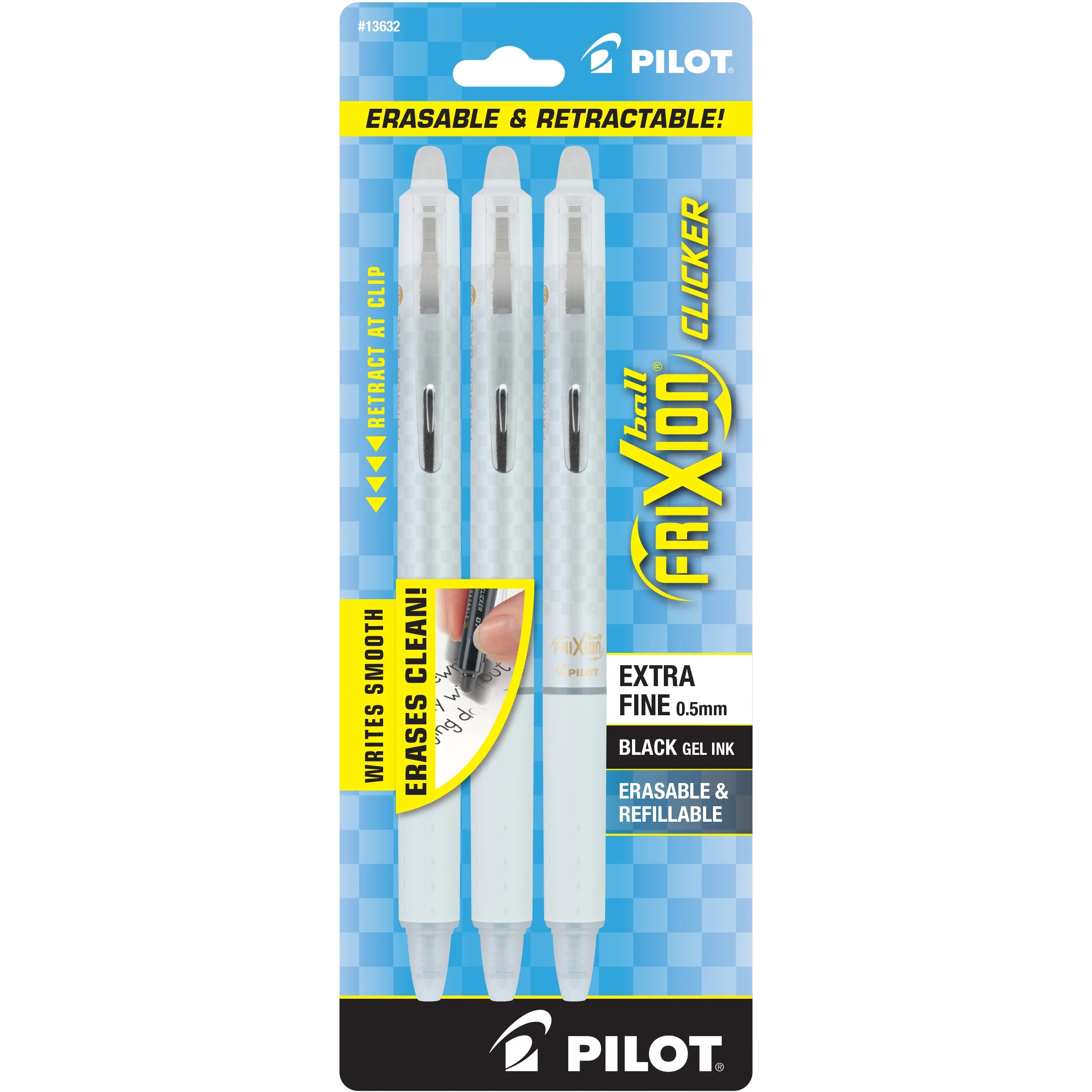 Pilot FriXion Clicker Erasable Gel Pens, Fine Pt, Black Ink, 3 Pk, 120807252 | Walmart (US)