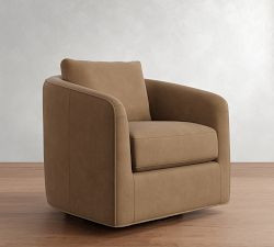 Remmy Leather Swivel Chair | Pottery Barn (US)
