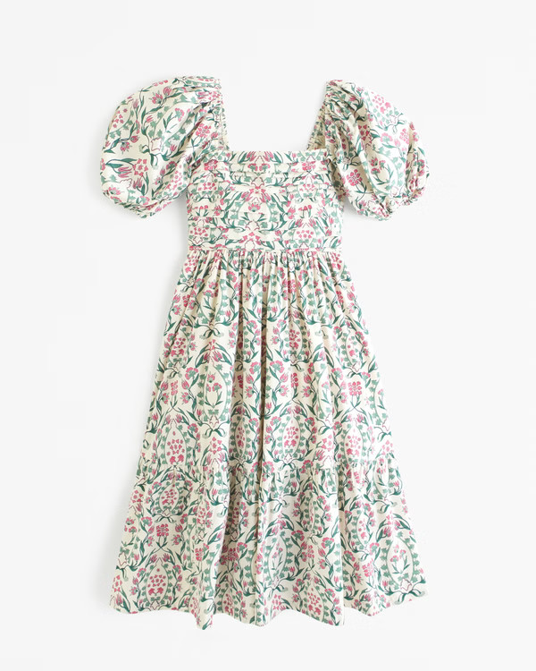 The A&F Emerson Poplin Puff Sleeve Midi Dress | Abercrombie & Fitch (US)