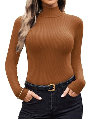 Ekouaer Women Turtleneck Shirt Long Sleeve Layer Tops Basic Ribbed Tees Soft Stretch Thermal Unde... | Amazon (US)