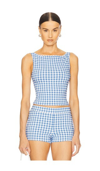 Betty Top in Blue & White | Revolve Clothing (Global)