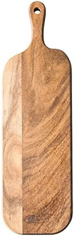 JF JAMES.F Wood Cutting Board with Handle, Long Acacia Serving Board Wooden Cheese Board Charcute... | Amazon (CA)