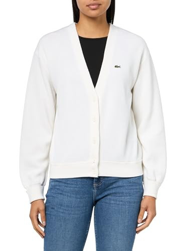 Lacoste Women's V-Neck Wool Blend Cardigan, White, 12 | Amazon (US)