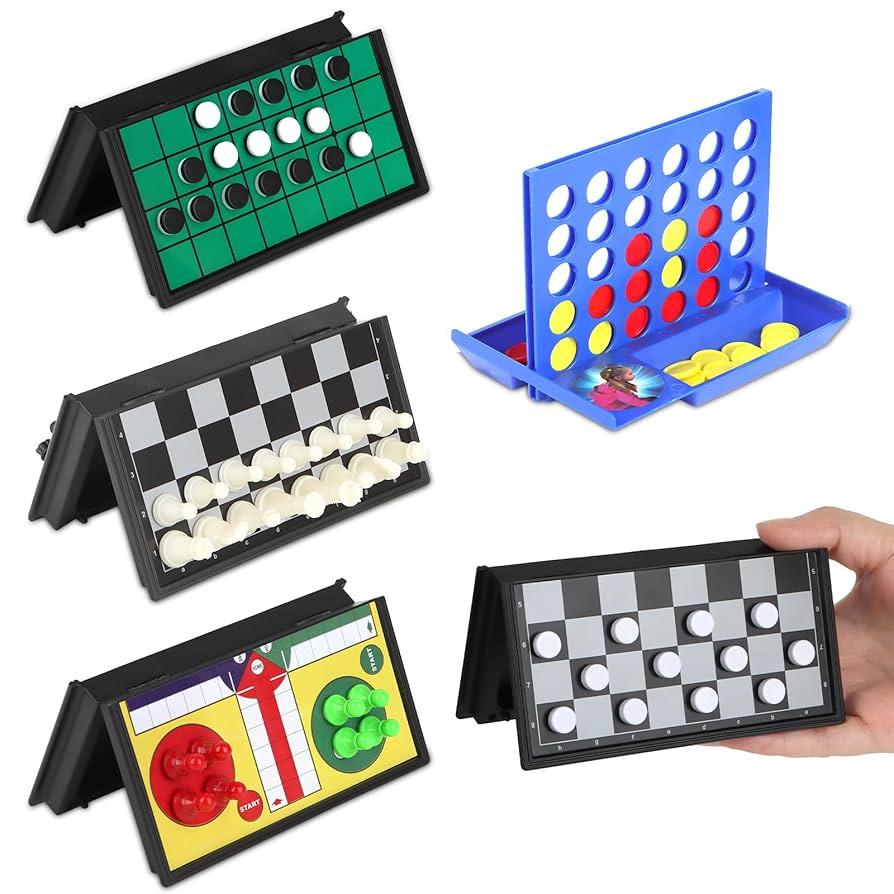5 in 1 Mini Magnetic Board Travel Games Set with 4 Foldable Chess Boards and 5 Sets of Chess Piec... | Amazon (US)