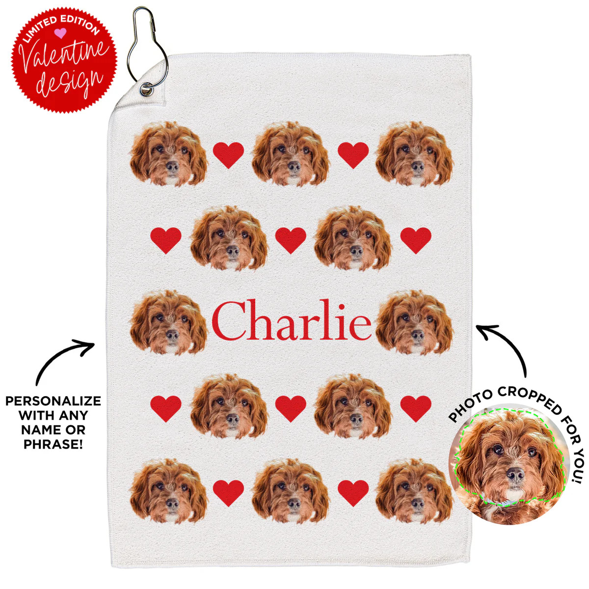 Personalized Heart Pet Golf Towel | Type League Press