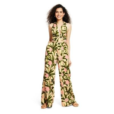 Women's Peony Botanical Print Jumpsuit - Agua Bendita x Target Yellow/Dark Olive | Target