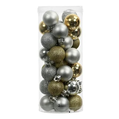 34 Pack 1" Silver & Gold Plastic Ball Ornaments by Ashland®  - Holiday and Christmas Home Decor | Walmart (US)