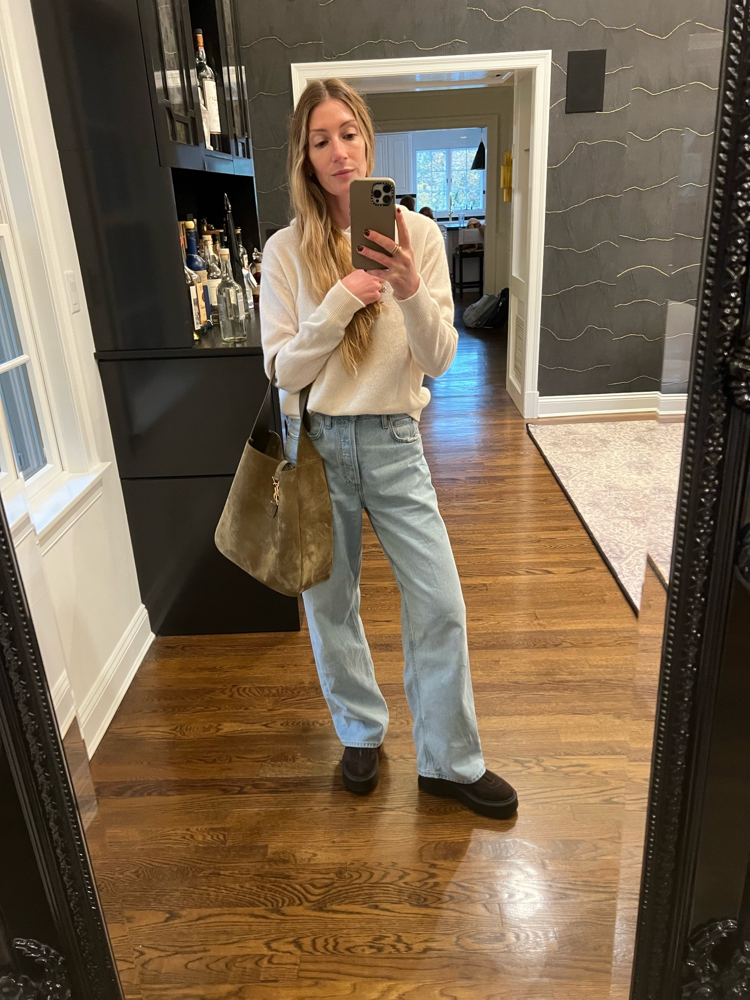 Jeans size down. I’ll link the shorter version too. Boots true to size. 
Bag the best!

#LTKSeasonal #LTKitbag #LTKshoecrush