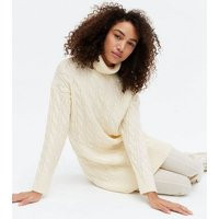 Blue Vanilla Cream Cable Knit Roll Neck Long Jumper New Look | New Look (UK)
