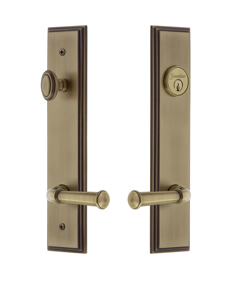 Carré Tall Plate Complete Entry Set with Single Cylinder Deadbolot and Georgetown Lever | Wayfair North America