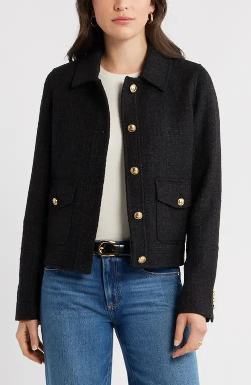 caslon(r) Tweed Jacket in Black at Nordstrom, Size Large | Nordstrom