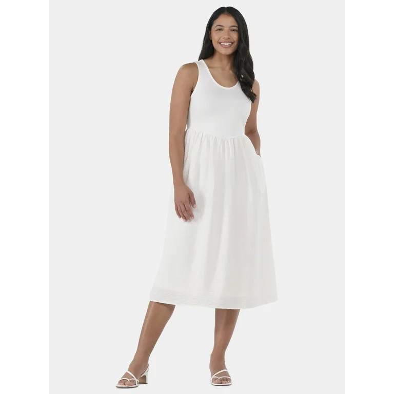 Time and Tru Women's and Women’s Plus Sleeveless Mix Tank Dress, Sizes XS-4X | Walmart (US)