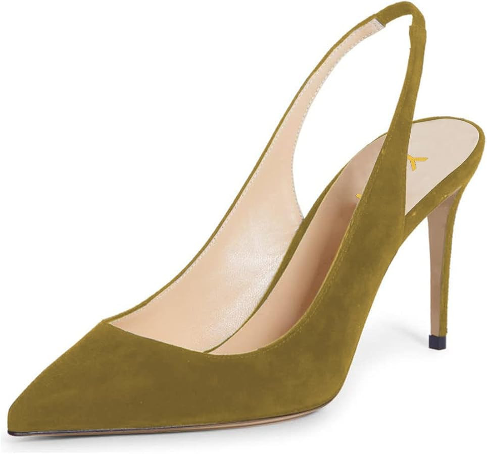 YDN Women Fashion Kitten High Heels Pointy Toe Elastic Strap Slingback Sandals Slip On Backless P... | Amazon (US)