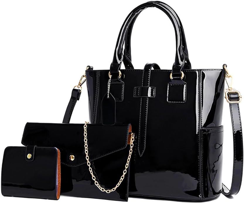 ZiMing Women Handbags and Purses Set Patent Leather Satchel Chain Shoulder Crossbody Bag Wallet C... | Amazon (US)