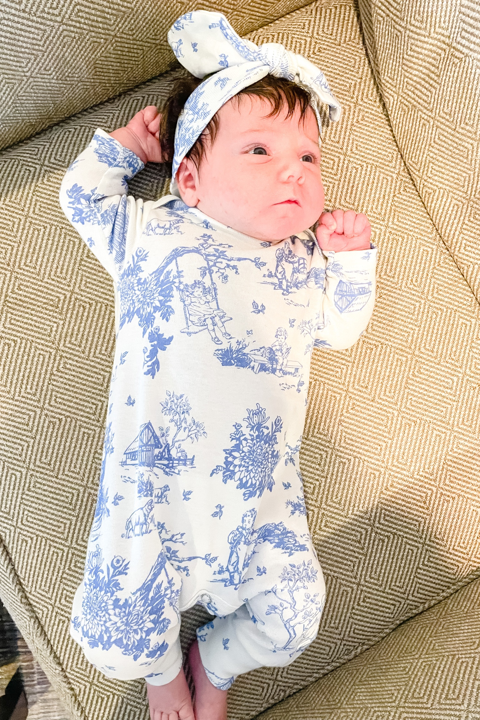 Grandmillennial // blue and white baby onesie outfit // blue and white toile 

#LTKbump #LTKunder50 #LTKbaby