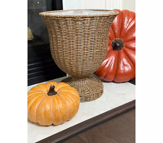 Simply Stunning 18" Indoor/Outdoor Wicker Urn by Janine Graff | QVC