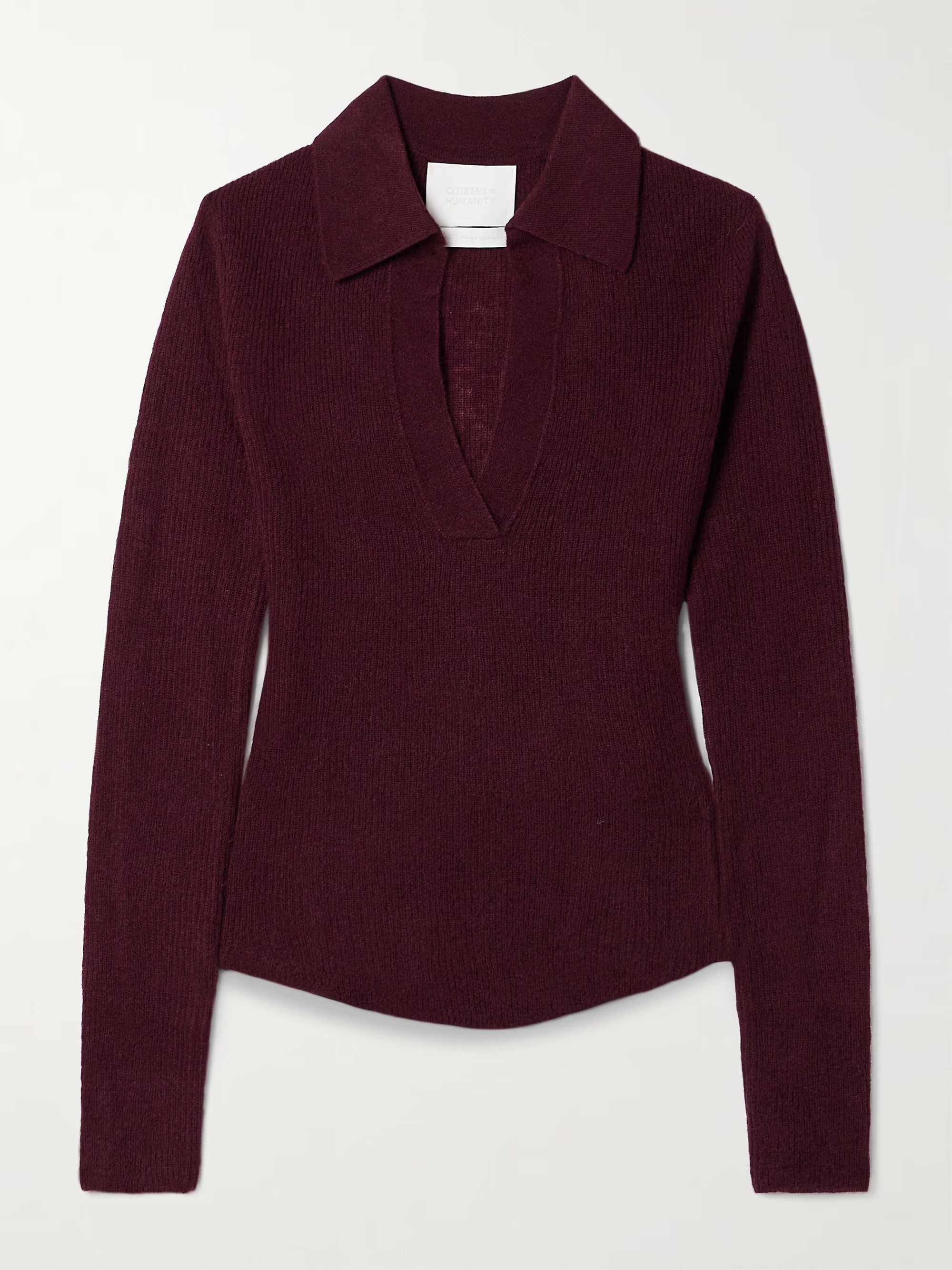 Simone ribbed wool and cashmere-blend polo sweater | NET-A-PORTER (US)