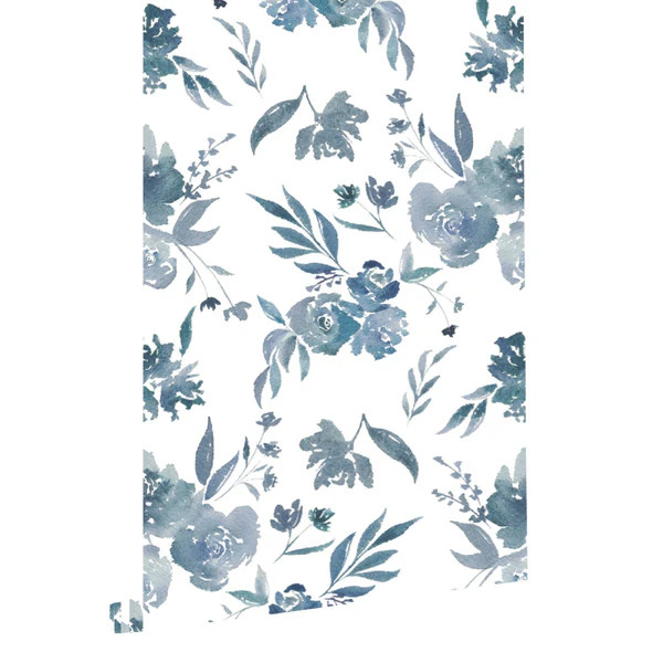 Grande Indigo Fiore Wallpaper - GRACELINE COLLECTION | Caitlin Wilson Design