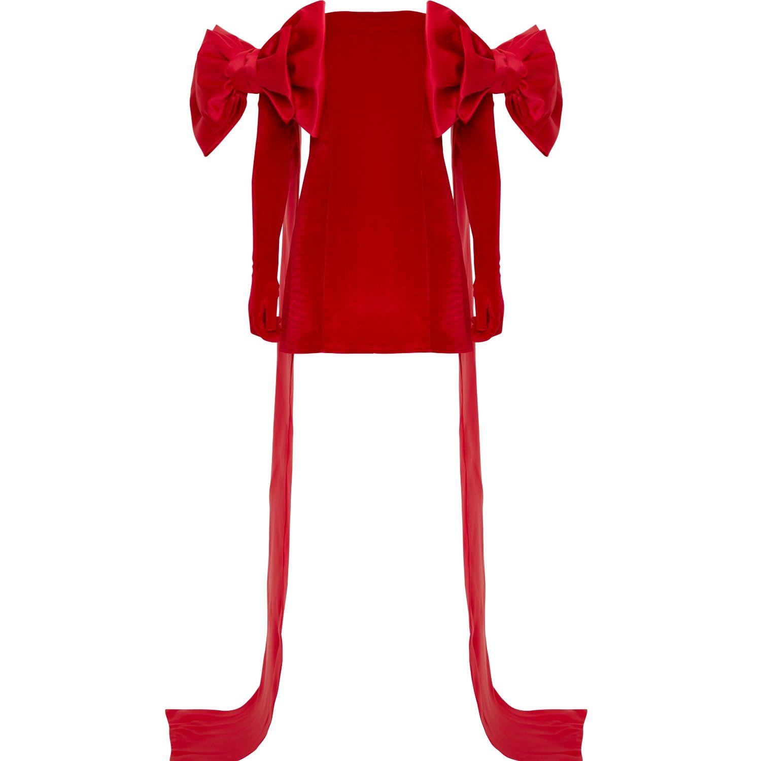 Red Velvet Cupid Dress, Gloves & Red Train Bows | Wolf & Badger (US)