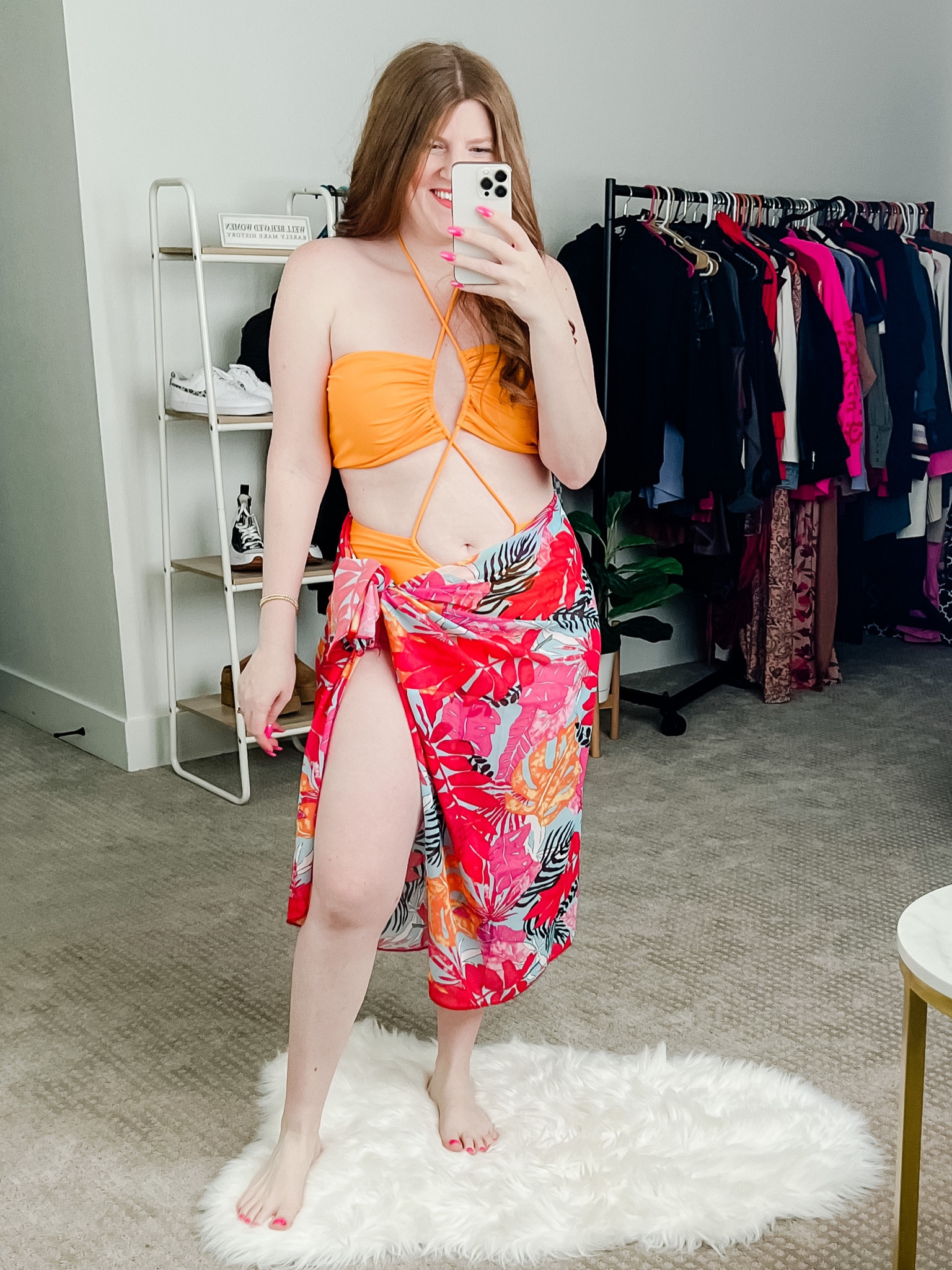 One piece cut out swimsuit from amazon wearing size large. Tropical print sarong. Amazon swimsuit. Beach outfit. Vacation outfit. Amazon swim. Size large in swimsuit. 

#LTKunder50 #LTKcurves #LTKswim