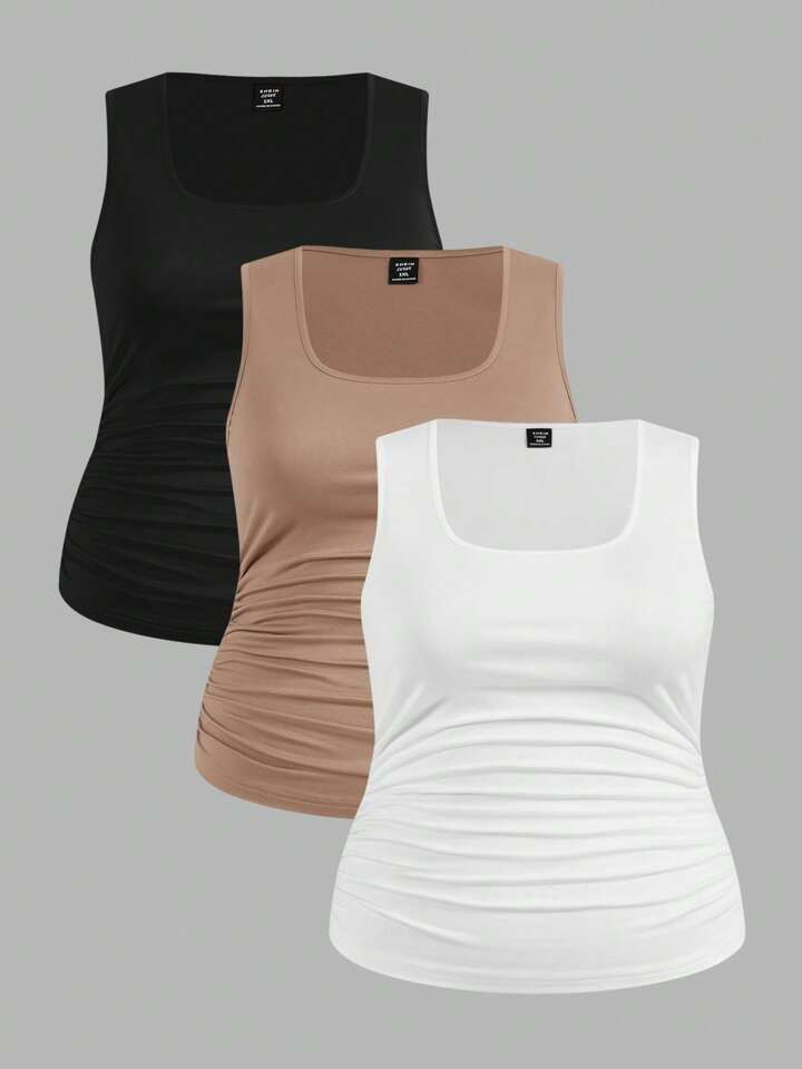 SHEIN LUNE Plus Size Women Casual Graphic Print Summer Tank Top Vest | SHEIN