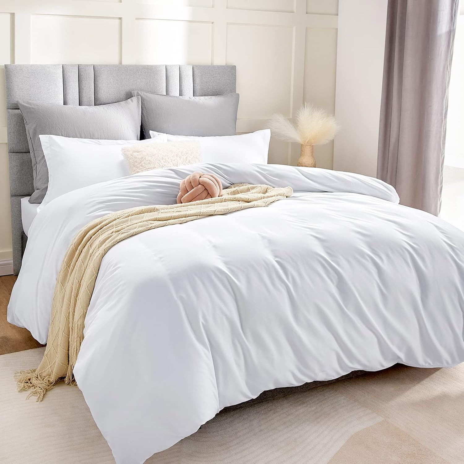 CozyLux King Size Duvet Cover Set White, Ultra Soft Brushed Microfiber 3 Pieces 104x90 Inches Bed... | Amazon (US)