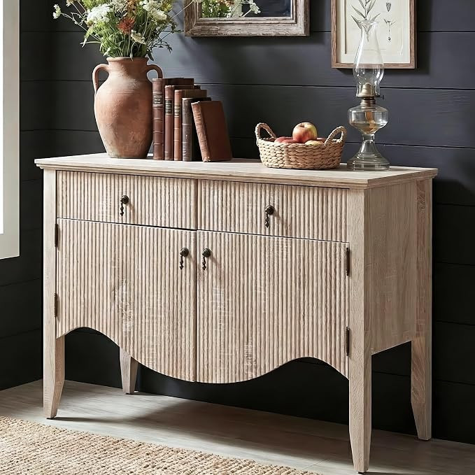 40" Fluted Buffet Cabinet, Sideboard Credenza with Drawer,Walnut | Retro,Storage Cabinet,Fluted S... | Amazon (US)